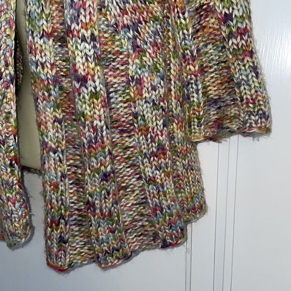 Leo & Nicole multi colored Snap neck cardigan sweater - Picture 3 of 10